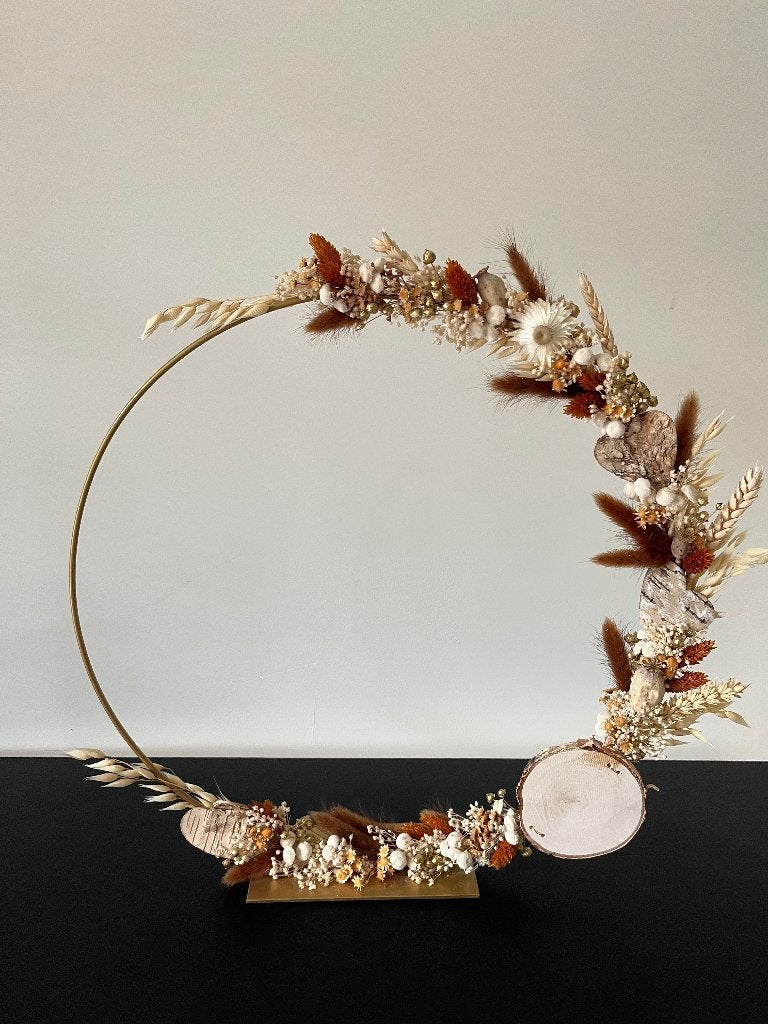 Flower hoop bruin 40cm, Huis en Inrichting, Krans, Nieuw, Natuurlijk materiaal, Ophalen