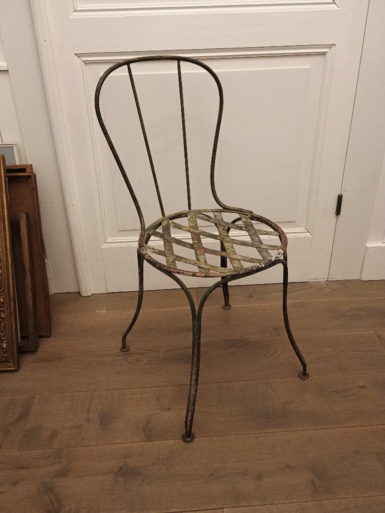 antieke Franse bistro-stoel, mooie patine, ijzer, stevig, Antiek en Kunst, Ophalen