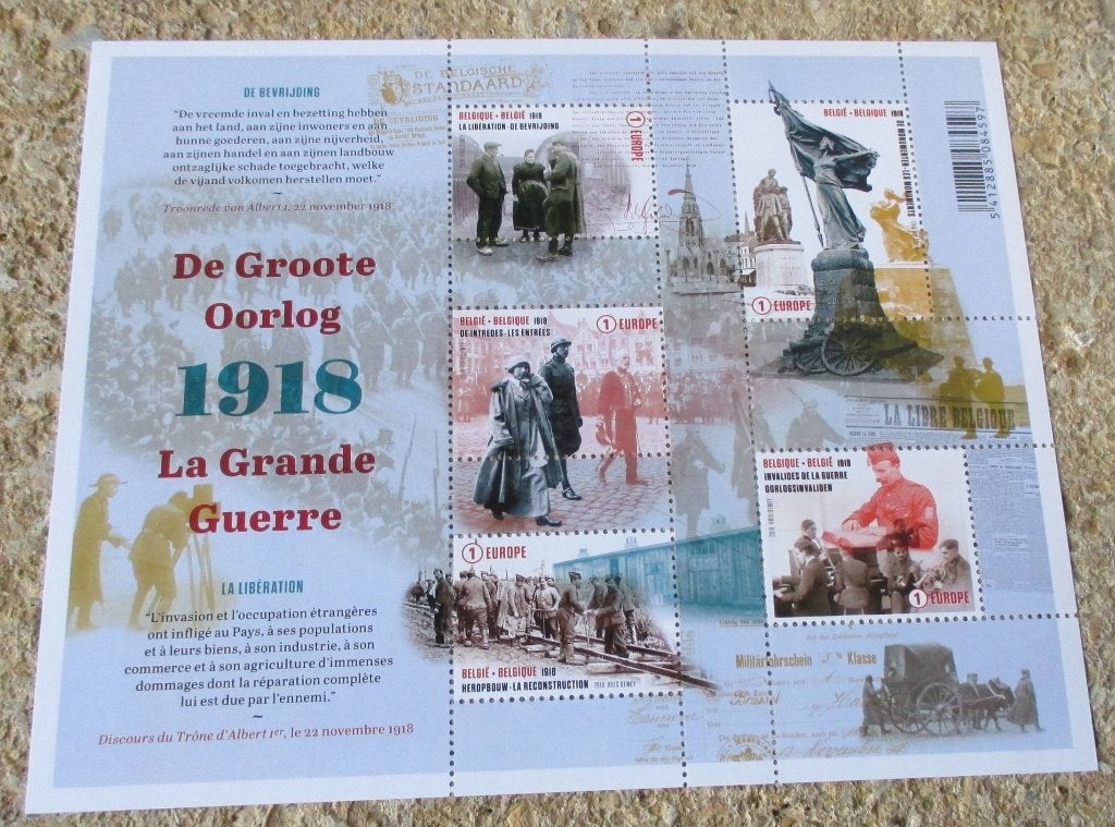 1 blok de groote oorlog 1918, Postzegels en Munten, Frankeerzegel, Ophalen of Verzenden, Zonder stempel, Postfris