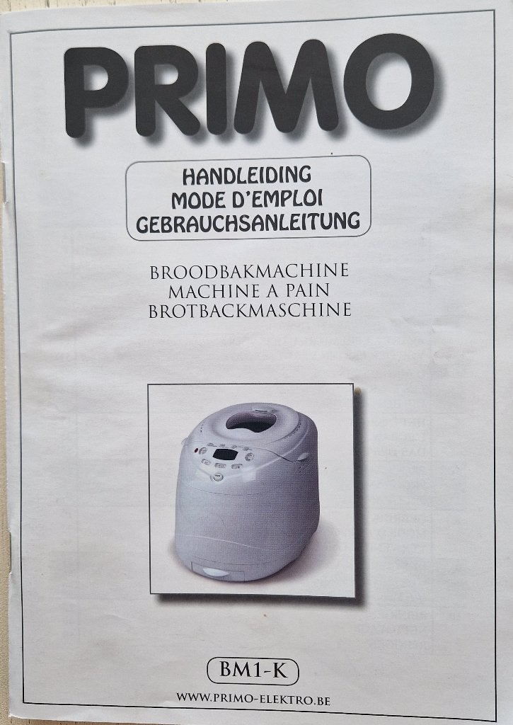 Broodmachine Primo, Electroménager, Machines à pain, 400 à 800 grammes de pâte, Enlèvement, Comme neuf, Plus de 10 programmes