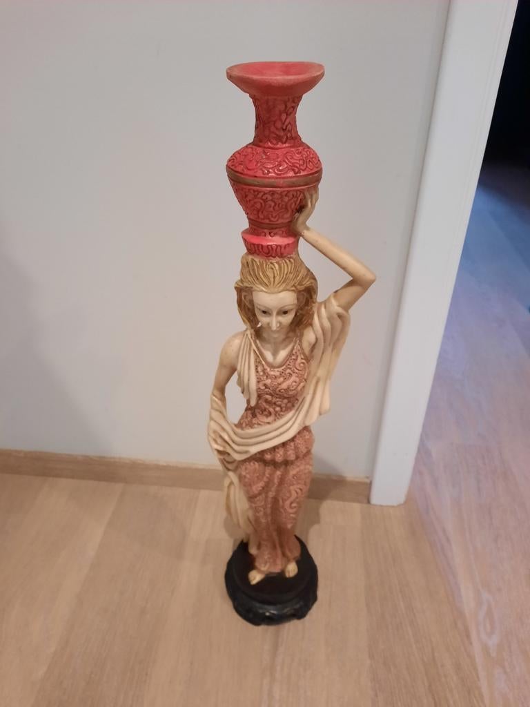 Groot decoratief beeld van een elegante vrouw  - 77cm, Ophalen, Beeld, Beige, Klassiek