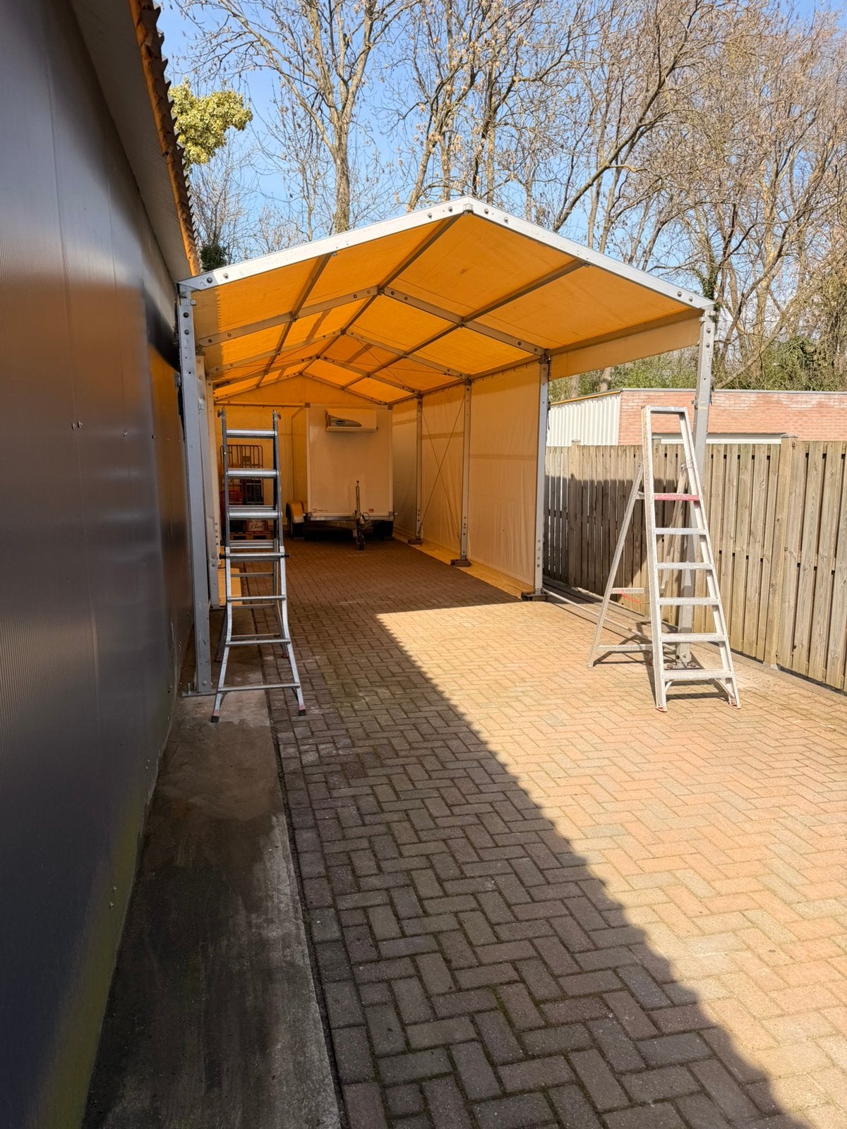 Overkapping Garagetent Opslagtent Carport  4x9mtr, Tuin en Terras, Partytenten, Ophalen, Gebruikt, Overige typen, 4 tot 6 meter