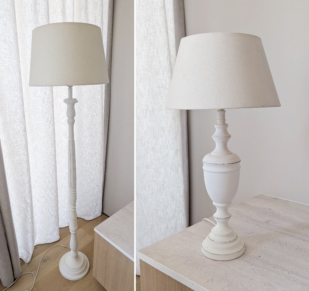 Set van 2 landelijke lampen (tafellamp + staanlamp), Ophalen, Gebruikt, Landelijk, 150 tot 200 cm
