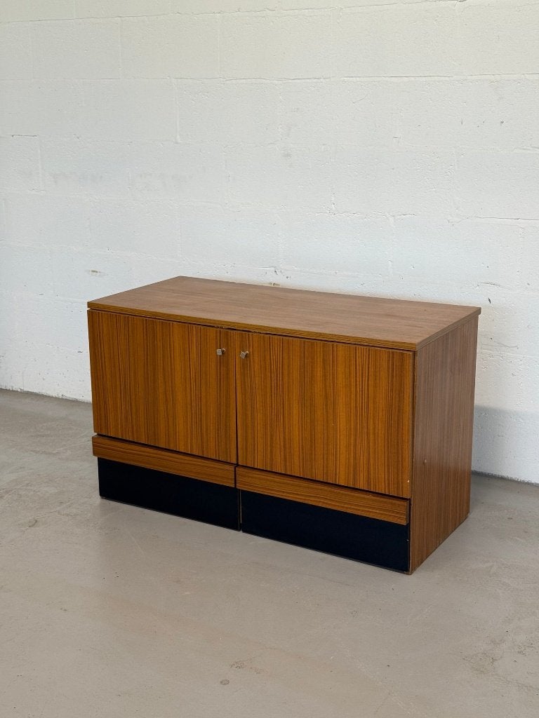 Vintage laag dressoir teak mid-century, jaren 60-70, Gebruikt, 100 tot 150 cm, Teakhout, Ophalen of Verzenden