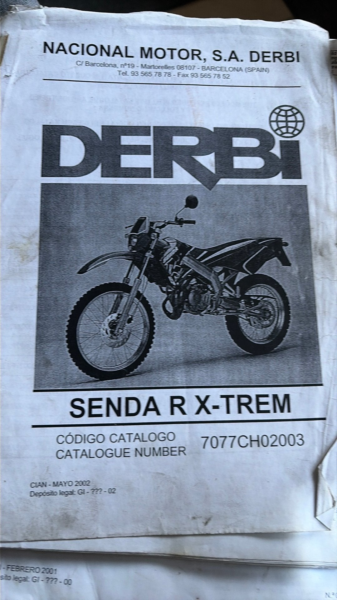 Catalogue de pièces d'origine Derbi Senda R X-Trem '02, Enlèvement