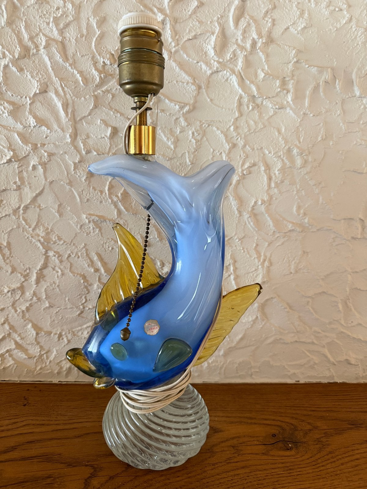Pied de lampe poisson bleu MURANO, Bleu, Enlèvement, Comme neuf