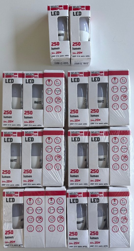 20 x Select Plus ledlamp kaars E14 3W, Led-lamp, E14 (klein), Nieuw, Ophalen of Verzenden