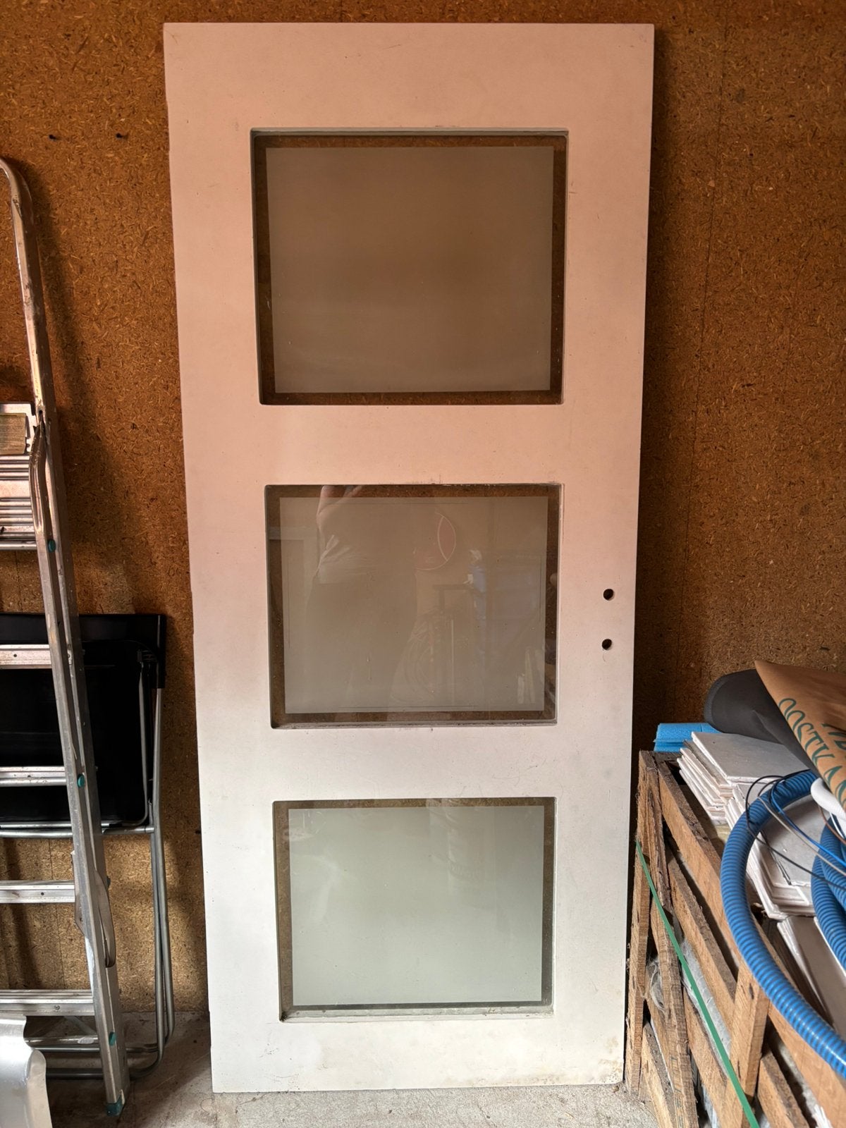 Houten deur met 3 melkramen, Doe-het-zelf en Bouw, Ophalen, Gebruikt, 80 tot 100 cm, Binnendeur