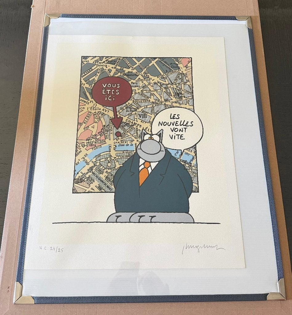 Sérigraphie Le chat Geluck : Vous êtes ici, Enlèvement ou Envoi