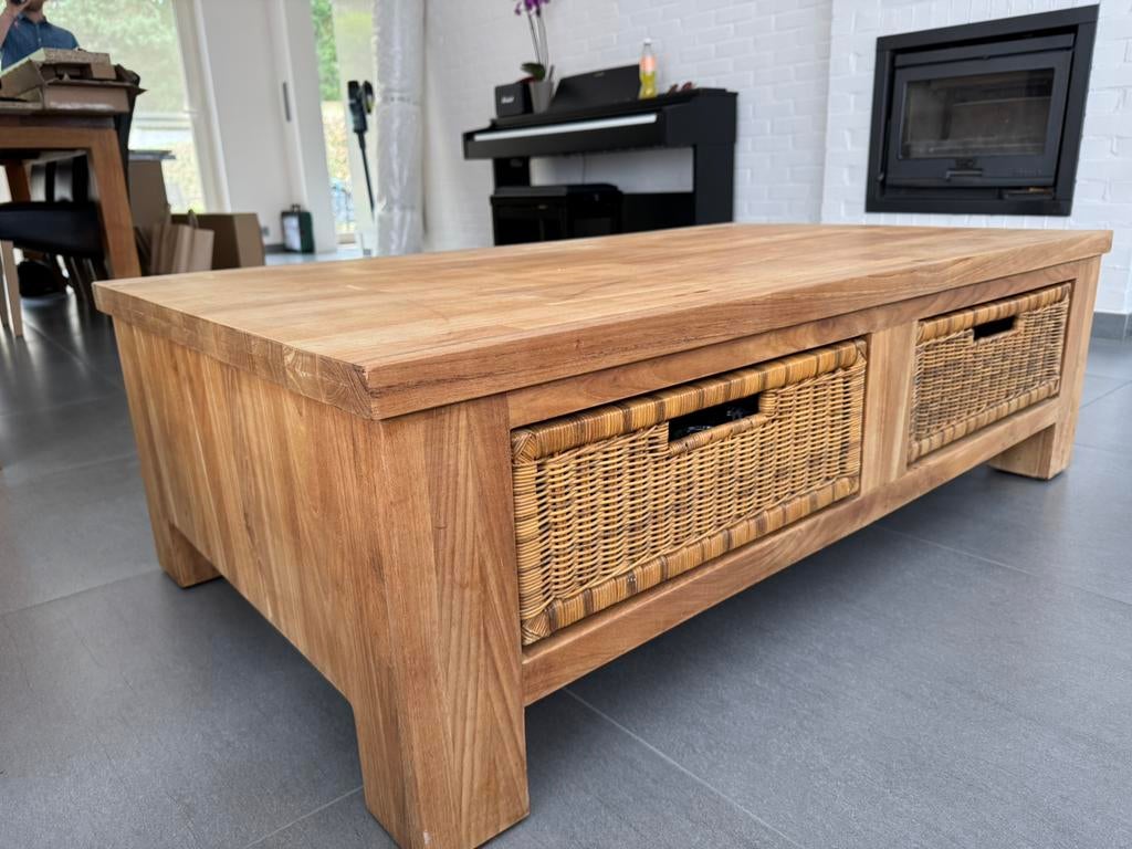 Teak houten salontafel, Huis en Inrichting, Tafels | Salontafels, Ophalen, Gebruikt