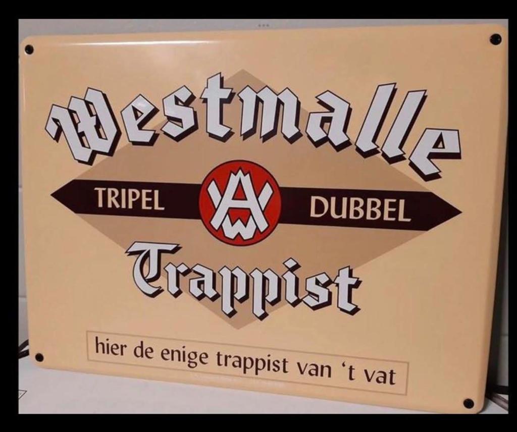 Gezocht (in mintstaat!): Westmalle emaille bordje., Verzamelen, Biermerken, Ophalen of Verzenden