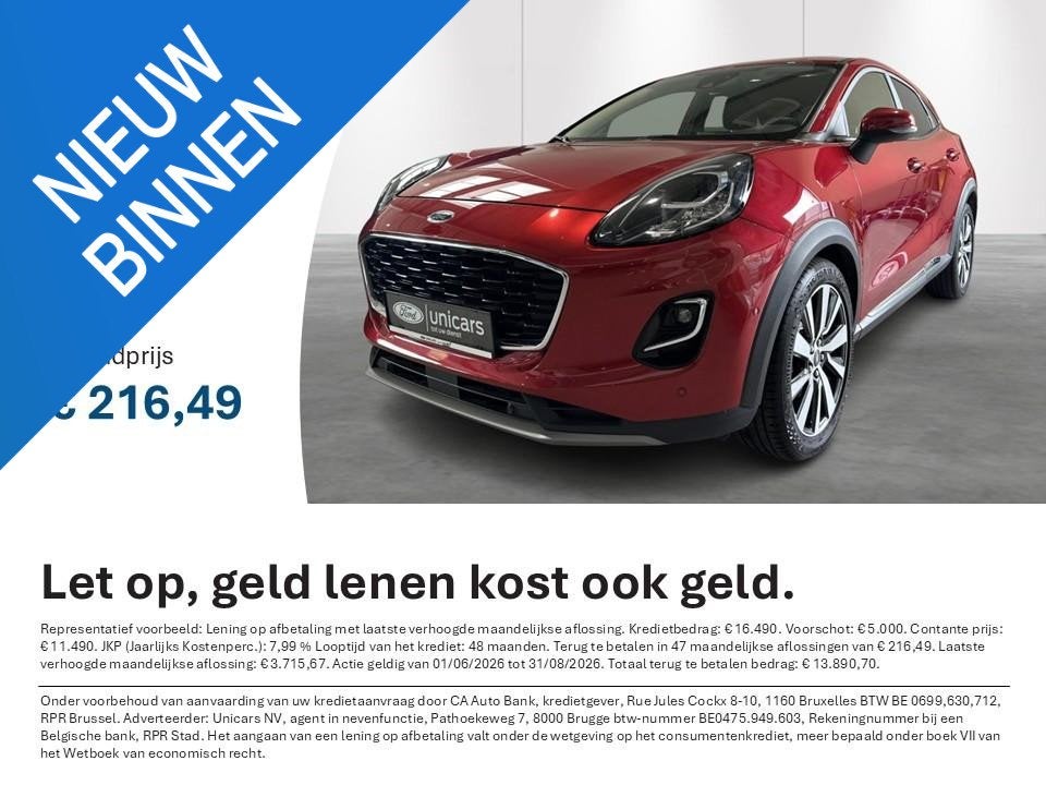 Ford Puma 1.0i Ecoboost mHEV 92kW Titanium X, Stof, Bedrijf, 5 deurs, 3 cilinders