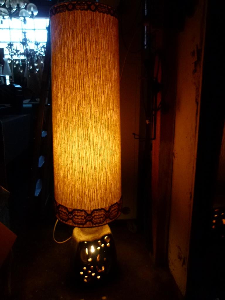 vintage staande lamp keramiek mid-century, Comme neuf, Enlèvement, Tissus, 100 à 150 cm