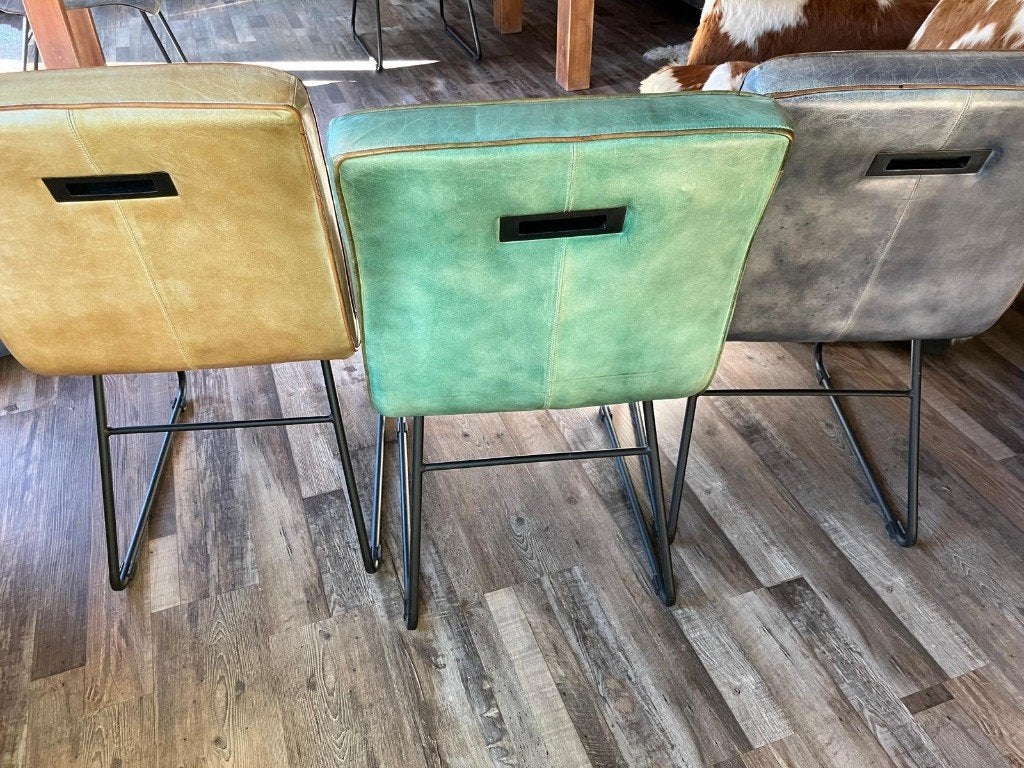 6 lederen stoelen, Huis en Inrichting, Ophalen, Gebruikt, Leer, Vijf, Zes of meer stoelen