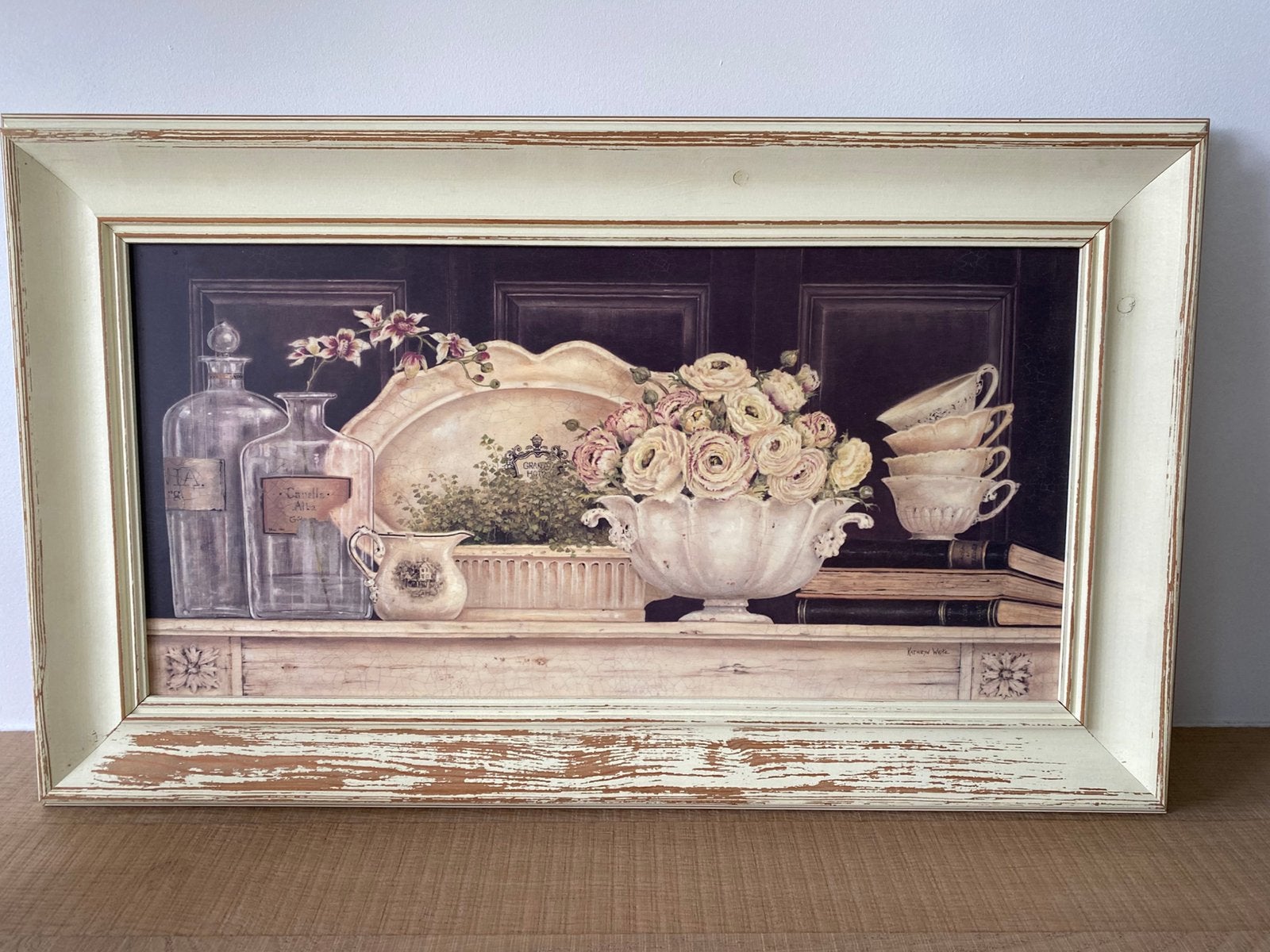 Te koop: 2x landelijke kader met foto van oud servies, Ophalen, Gebruikt
