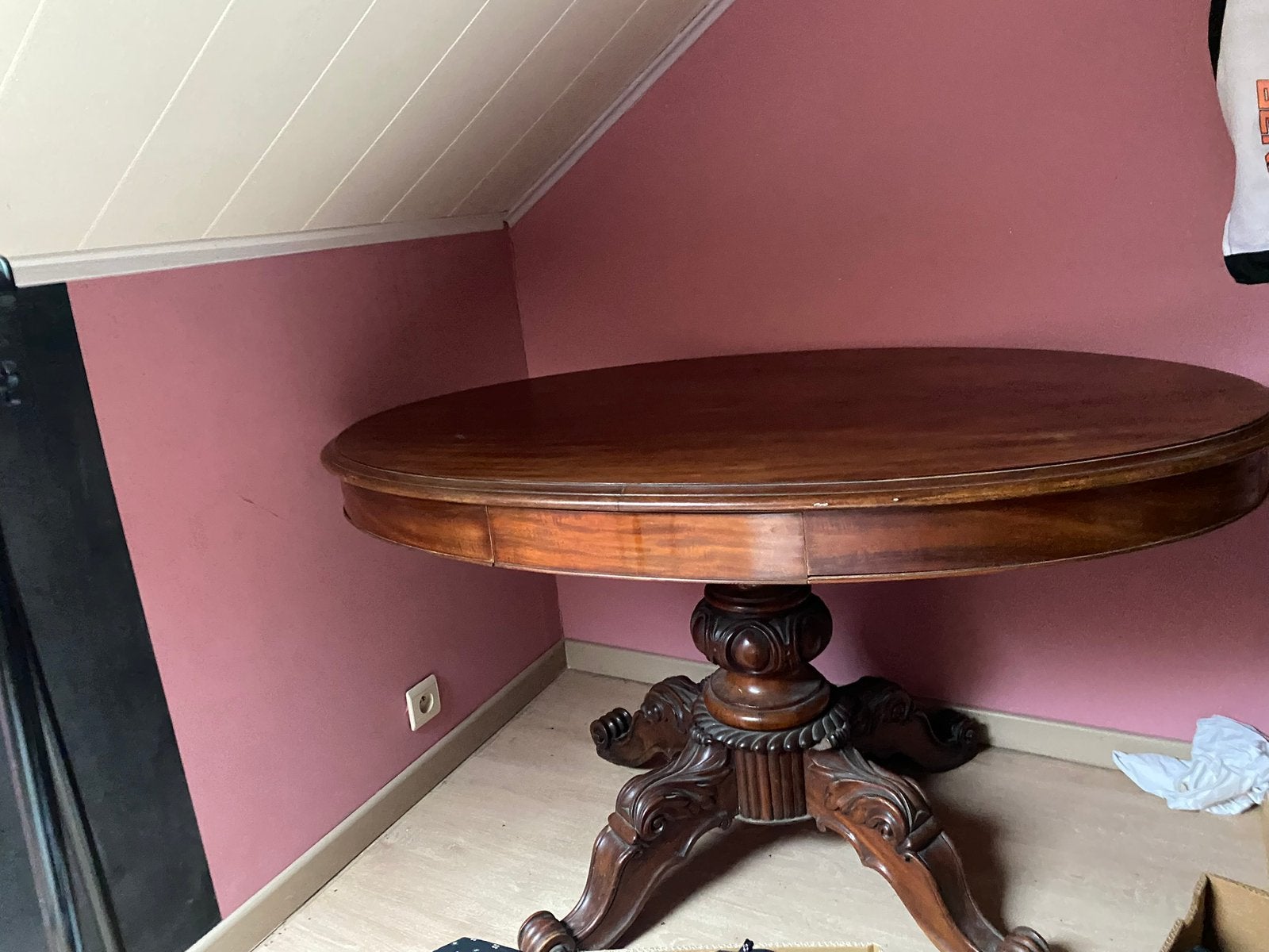 Antieke brocante bijzettafel bureau tafel louis zetel beeld, Ophalen