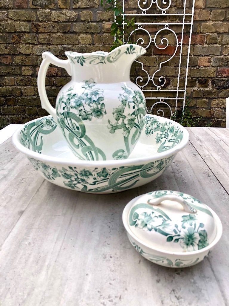 Antieke lampetset Boch Frères Magali Art Nouveau, Enlèvement