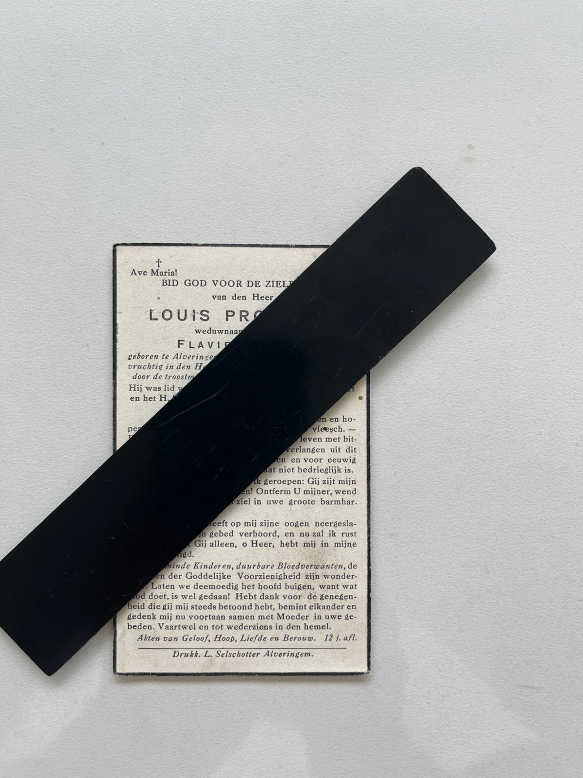 Uniek Historisch Bidprentje 1941 Louis Provoost Alveringem, Verzamelen, Bidprentjes en Rouwkaarten, Ophalen of Verzenden, Bidprentje