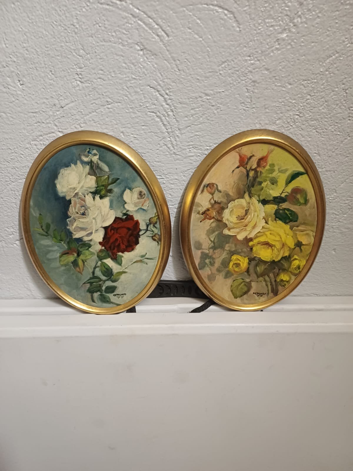 Set van 2 ovale vintage schilderijen, Enlèvement
