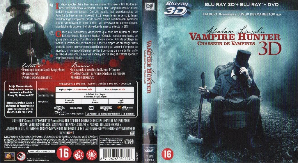abraham lincoln chasseurs de vampire (blu-ray3D+bluray) neuf, Enlèvement ou Envoi, Comme neuf, Science-Fiction et Fantasy