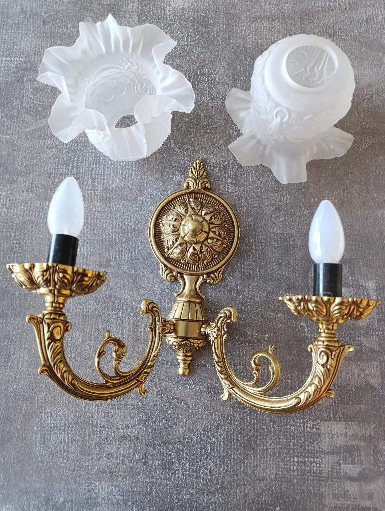 Lustre en bronze et 2 appliques, Ophalen, Gebruikt, Metaal