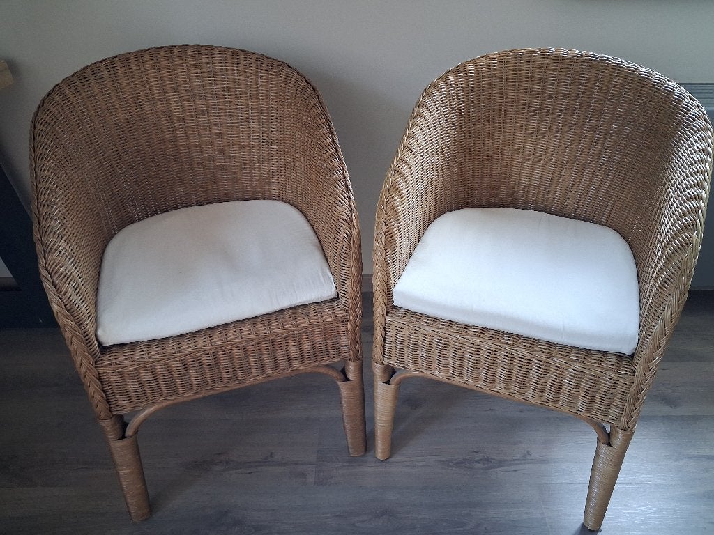 2 rieten stoeltjes, Huis en Inrichting, Stoelen, Ophalen, Twee, Bruin, Riet of Rotan