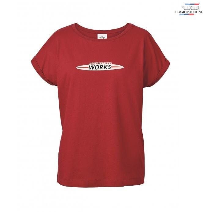 JCW T-shirt MINI Works kleur chili red dames maat S merchand, -, -, Nieuw, Ophalen of Verzenden