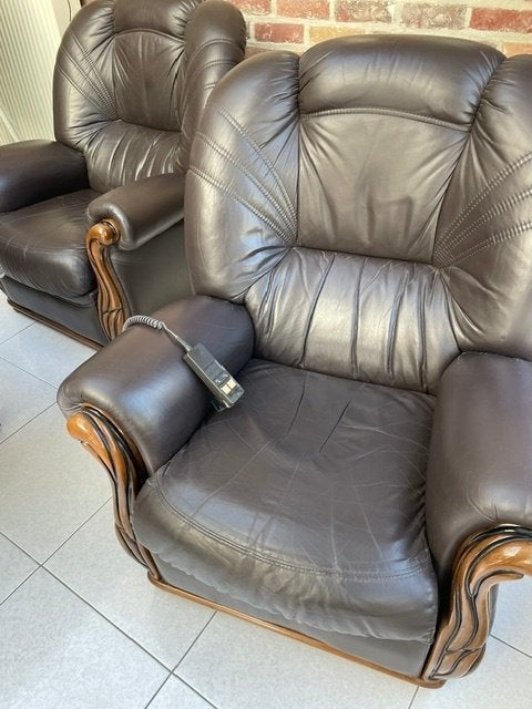 Salon leder en hout, Ophalen, Gebruikt, Hout