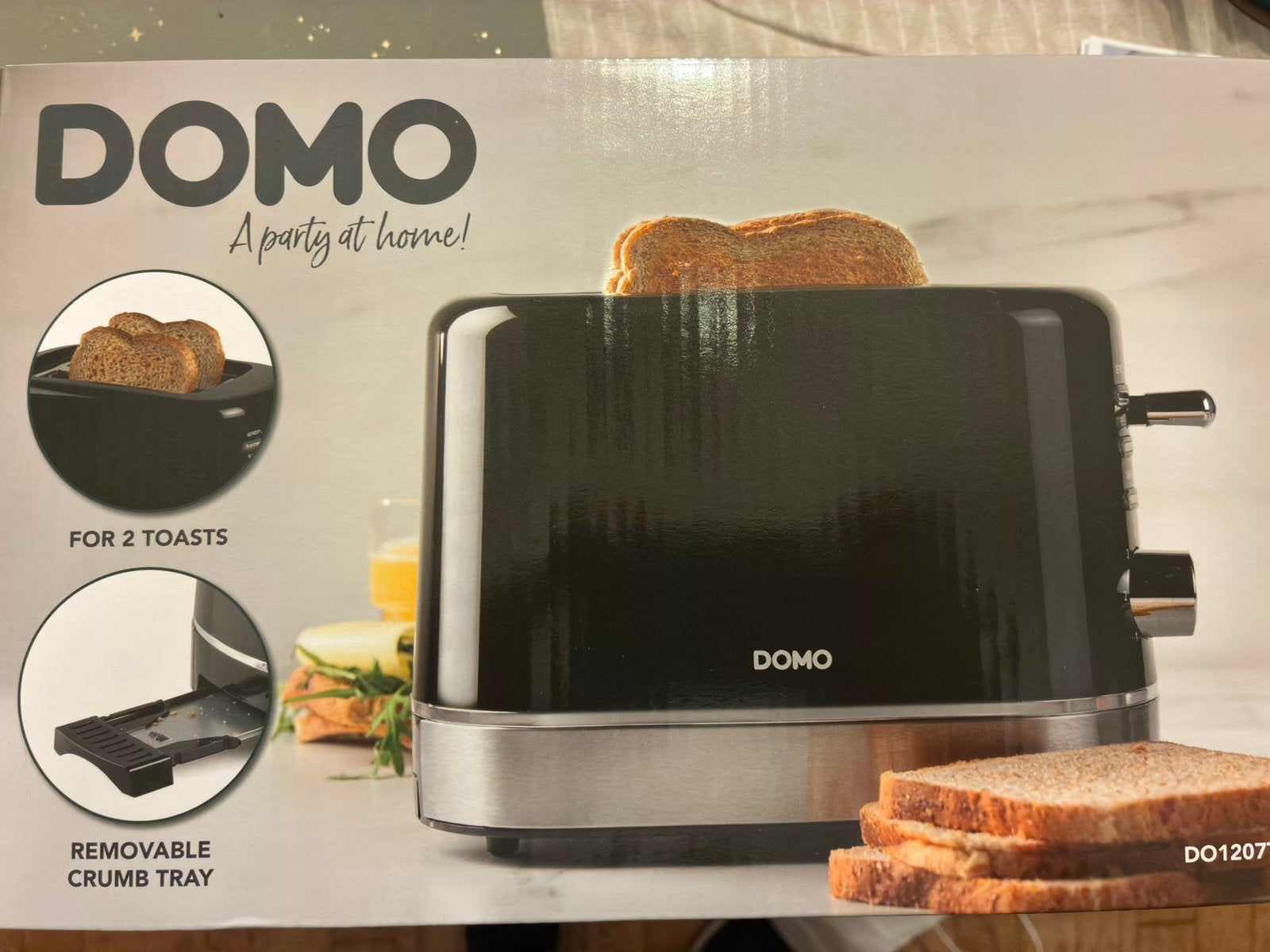 Grille pain Domo neuf, Enlèvement ou Envoi, Neuf, Ramasse-miettes amovible