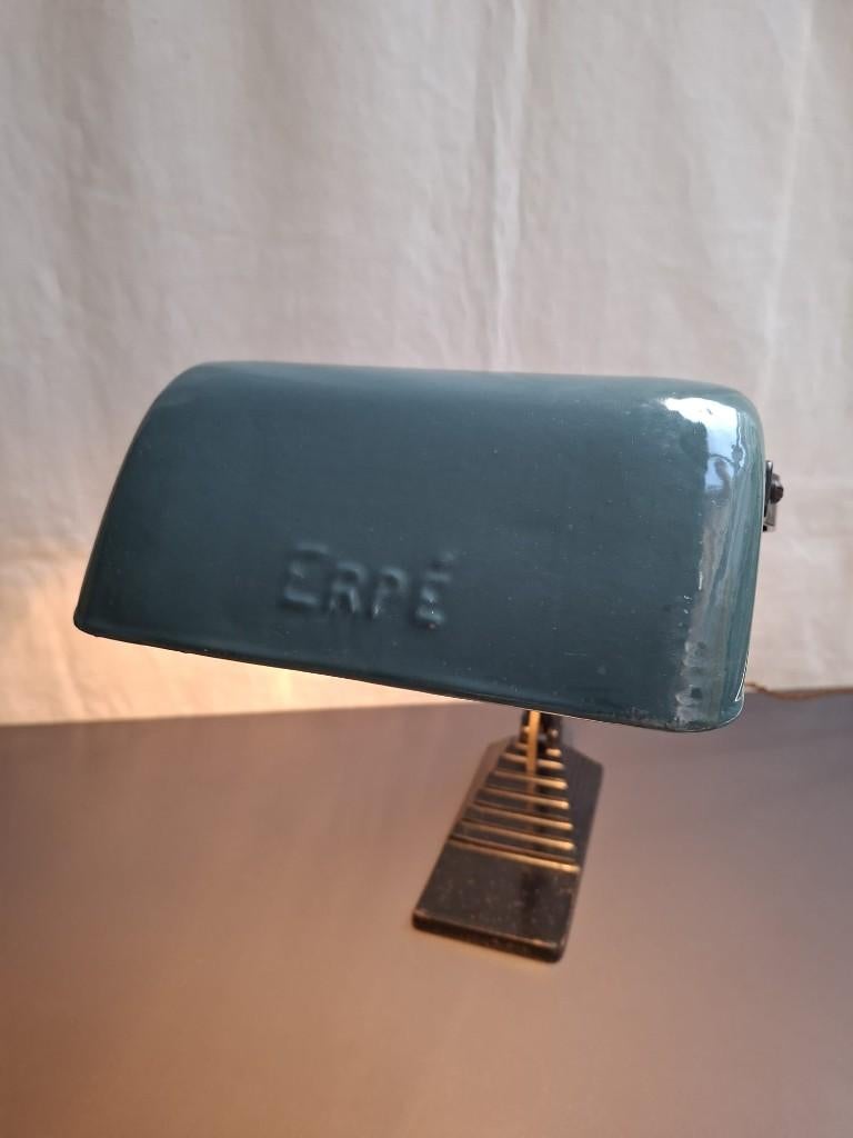 Erpé bureaulamp, bankierslamp, notarislamp, emaille, Antiek en Kunst, Antiek | Verlichting, Ophalen of Verzenden