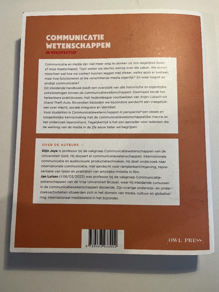 Communicatiewetenschappen in perspectief, Boeken, Studieboeken en Cursussen, Ophalen, Gelezen, Hoger Onderwijs, Owl press