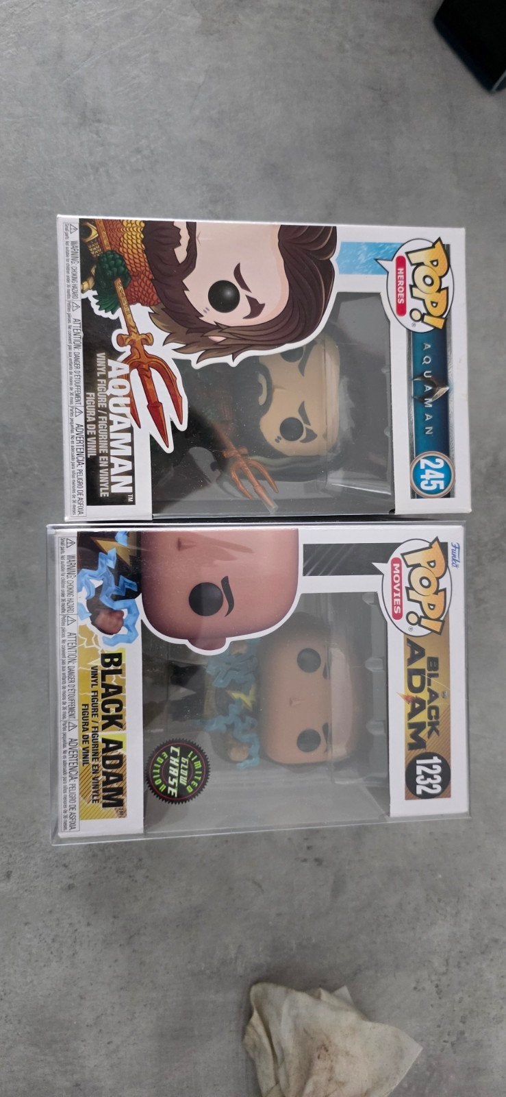 Funko Pop Aquaman #245 + Black Adam #1232 Chase Glow, Enlèvement