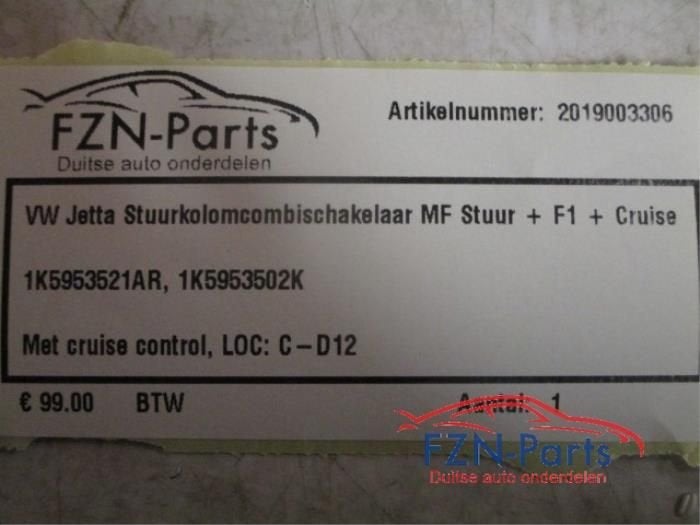 Combischakelaar Stuurkolom Volkswagen Jetta (22730057), Autos : Pièces & Accessoires, Enlèvement ou Envoi, Utilisé