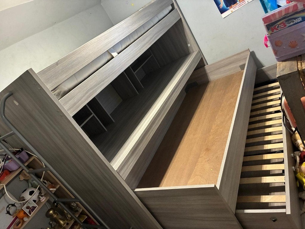 Hoogslaper met bureau, extra (logeer)bed, Ophalen, Gebruikt, 200 cm, 100 cm