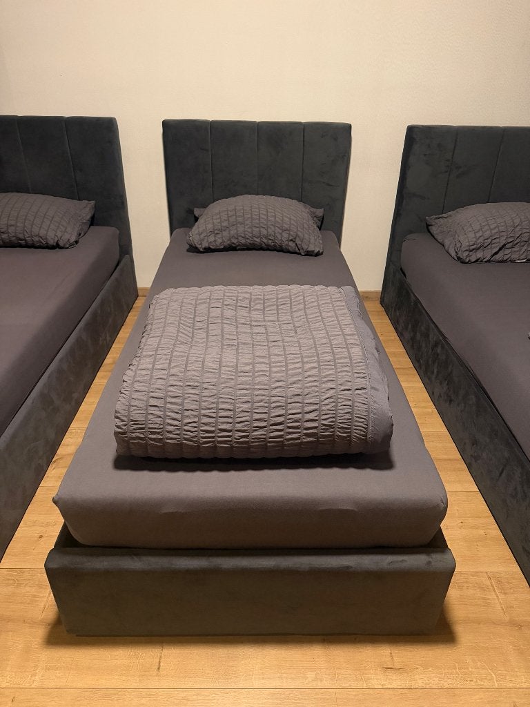 Eenpersoonsbed boxspring, 90 cm, Gris, 210 cm, Enlèvement