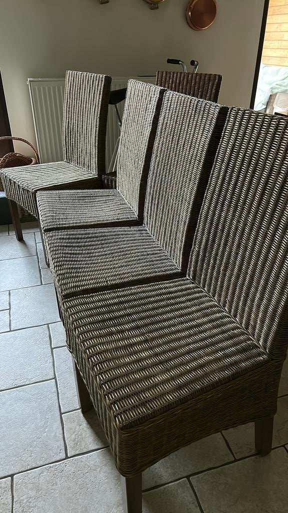 Chaises en osier et bois, Maison & Meubles, Chaises, Autres couleurs, Enlèvement, Bois, Cinq, Six Chaises ou plus