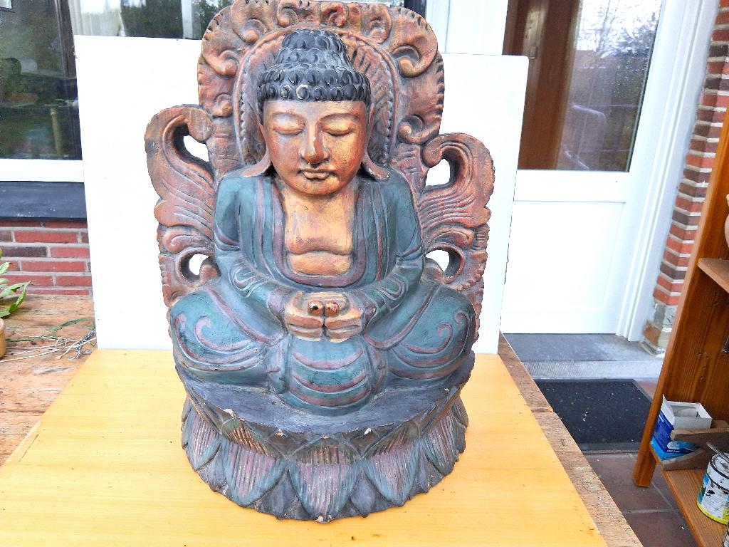 Statue de Bouddha ancienne en bois, Enlèvement ou Envoi