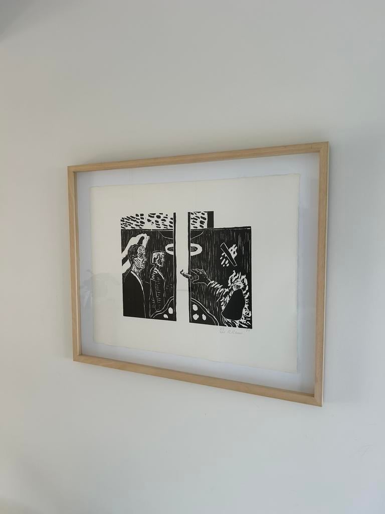Roger Raveel houtsnede, Antiek en Kunst, Kunst | Litho's en Zeefdrukken, Ophalen
