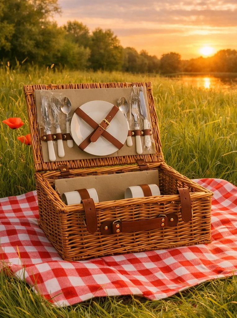 Charmante wilgen picknickmand – compleet en stijlvol, Hobby en Vrije tijd, Picknickmanden, Ophalen