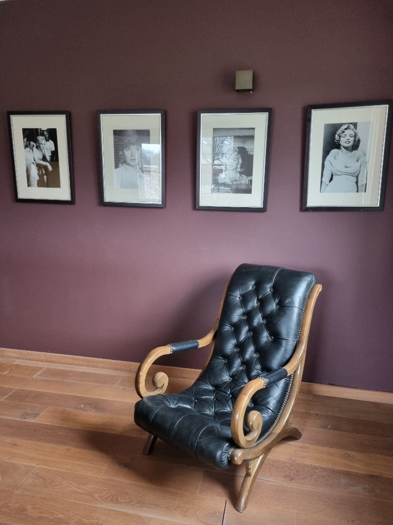 Chesterfield stoel met voetenbank, Antiek en Kunst, Ophalen