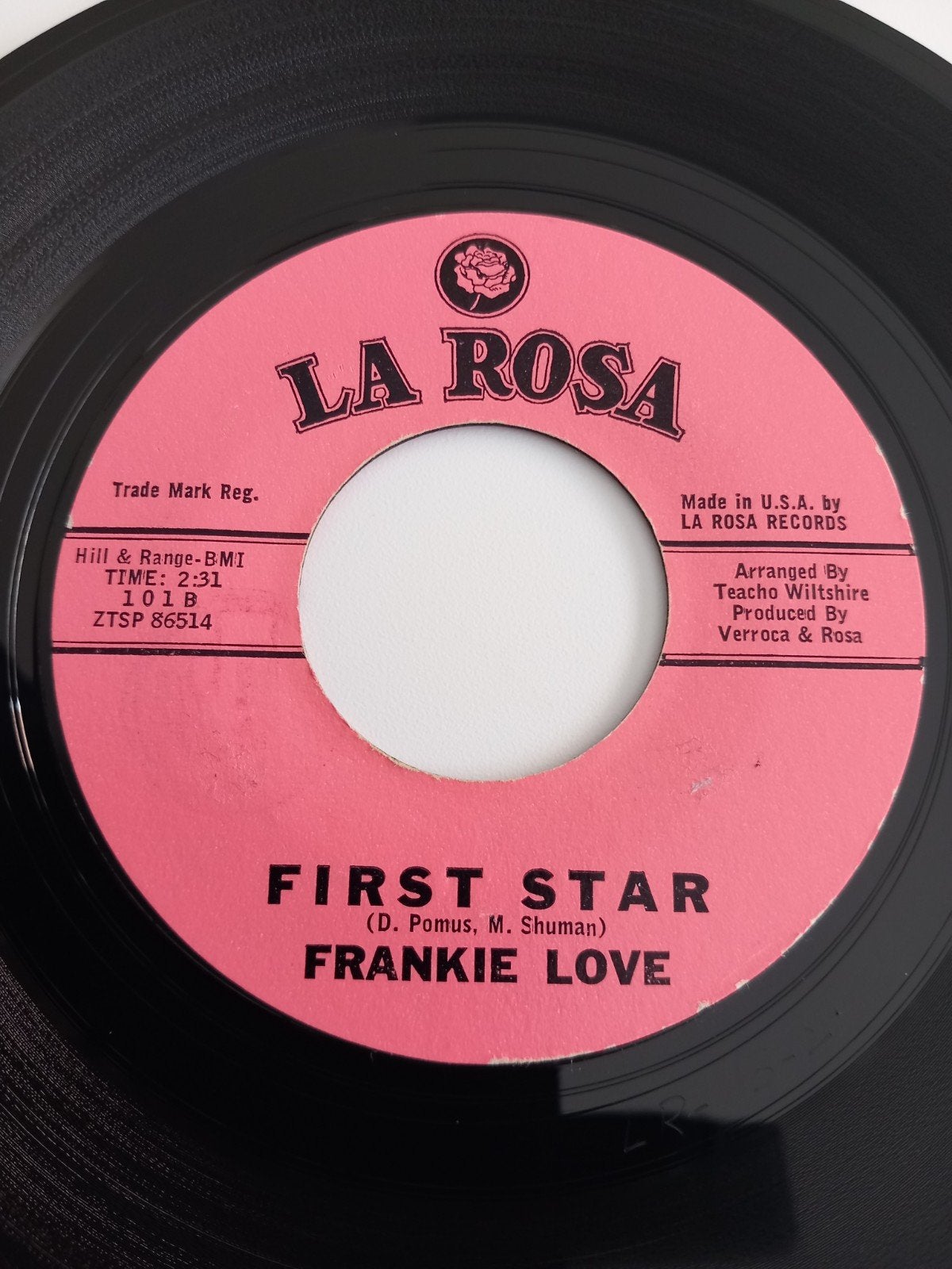 FRANKIE LOVE. FIRST STAR. 60s TEENAGER USA 45T, Ophalen of Verzenden