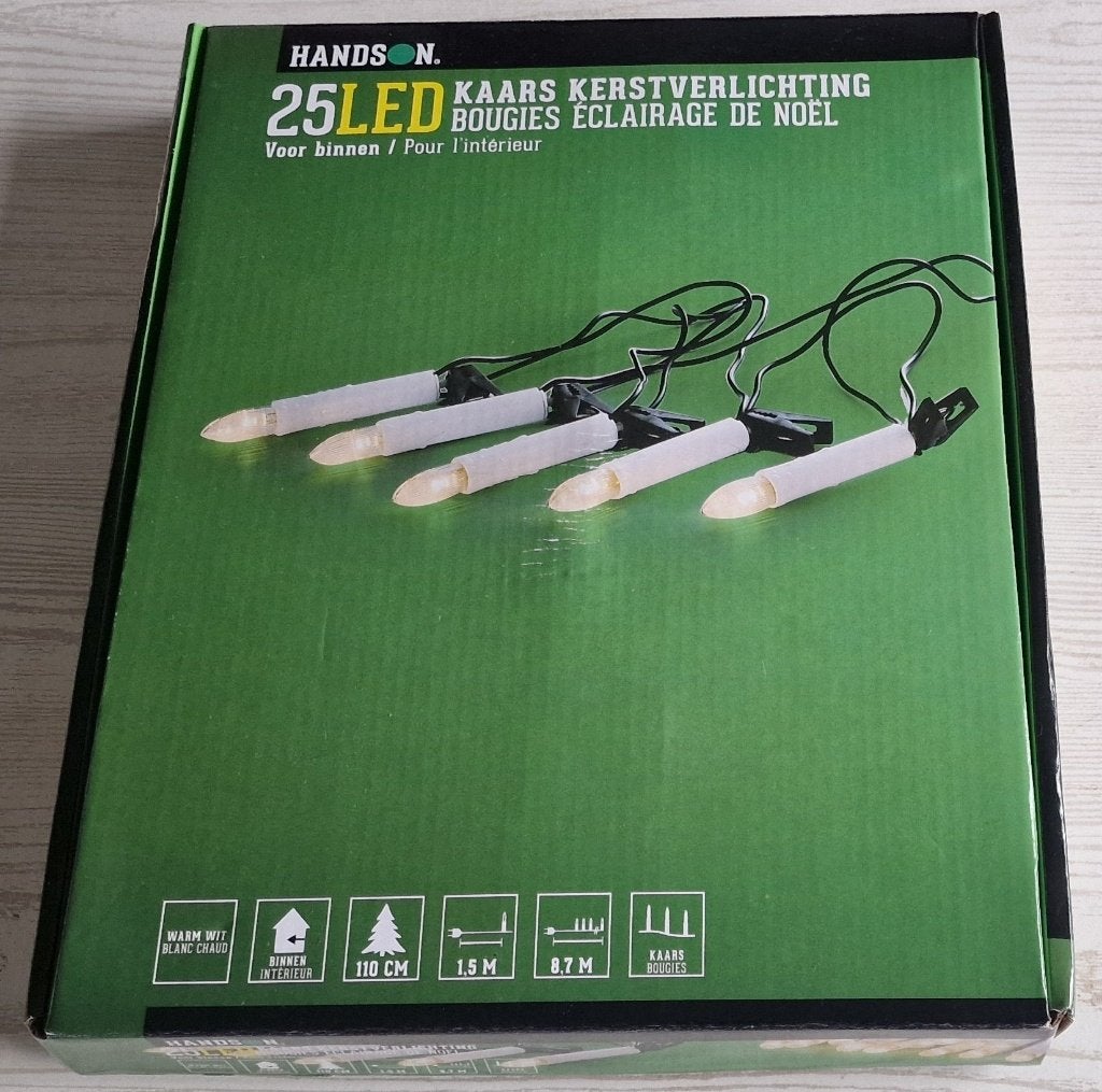 Elektrische kaars kerstverlichting 25 LED-8,7 meter-warm wit, Ophalen of Verzenden, Zo goed als nieuw