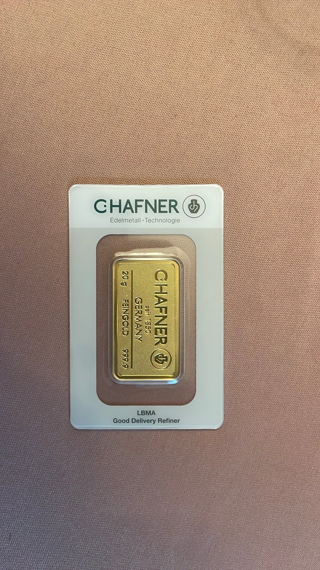 C. Hafner 20 gram goudbaar, Ophalen of Verzenden, Goud