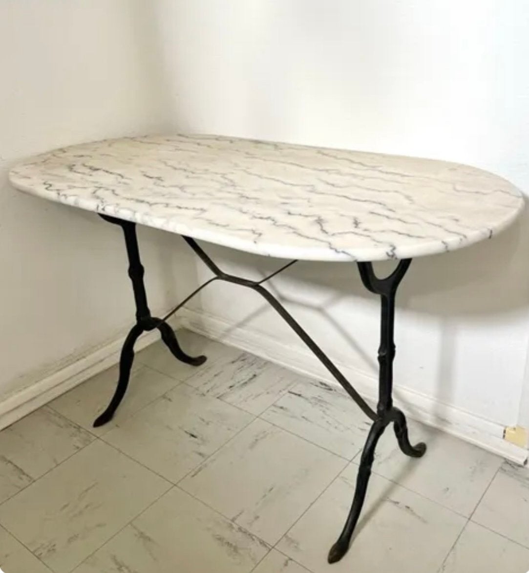 Table bistrot marbre vintage, Enlèvement, Comme neuf
