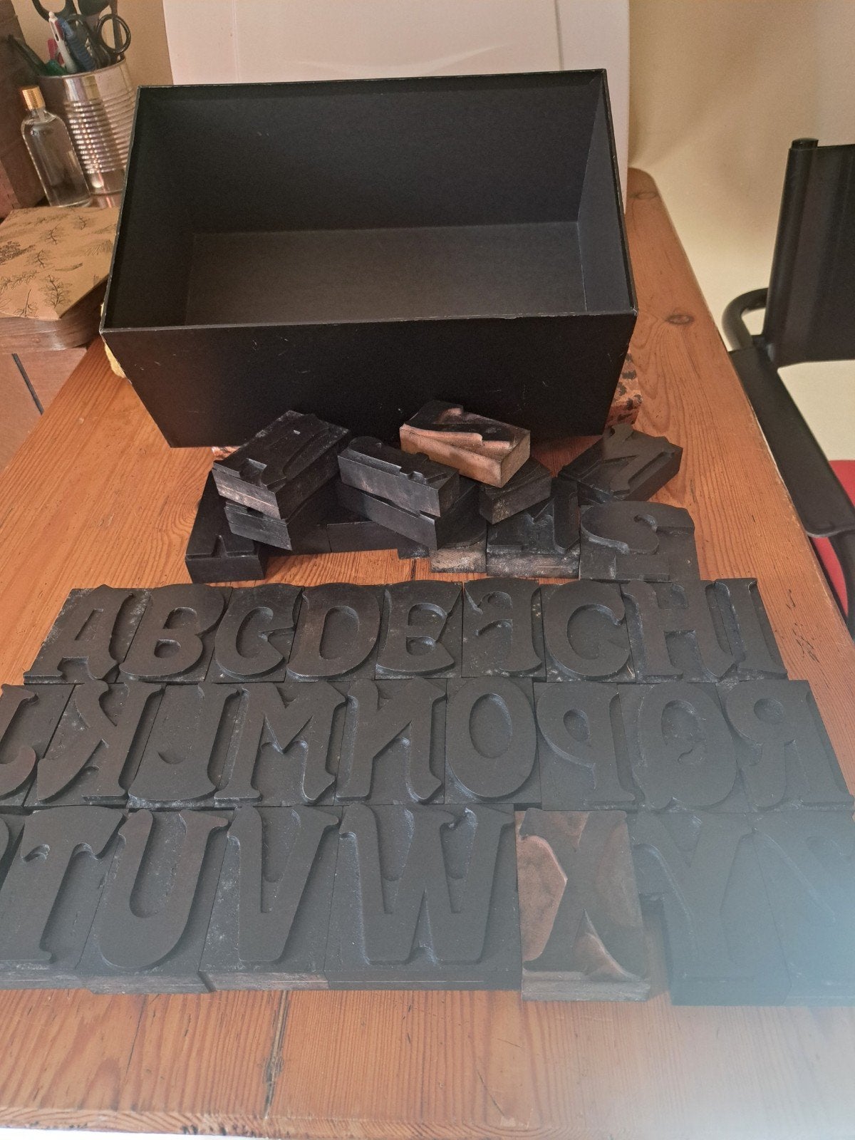 Houten drukletters, Hobby en Vrije tijd, Ophalen of Verzenden, Gebruikt