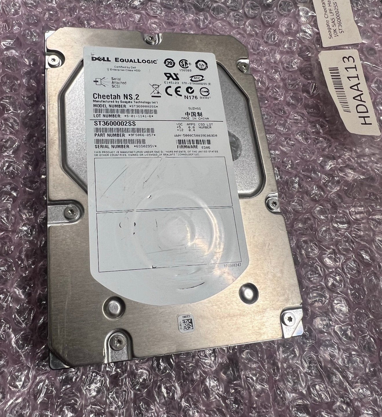 Dell Equallogic Seagate Cheetah ST3600002SS NS.2 600GB 10K, Ophalen of Verzenden, Zo goed als nieuw, SAS, HDD