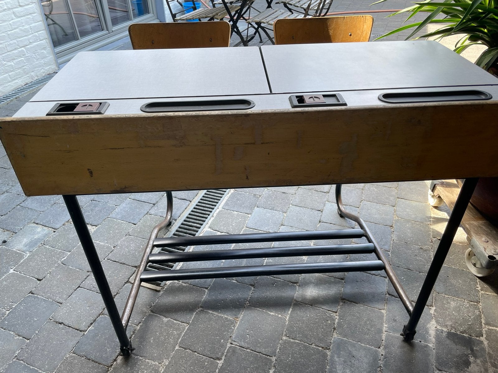 Retro schoolbank, Ophalen, Gebruikt