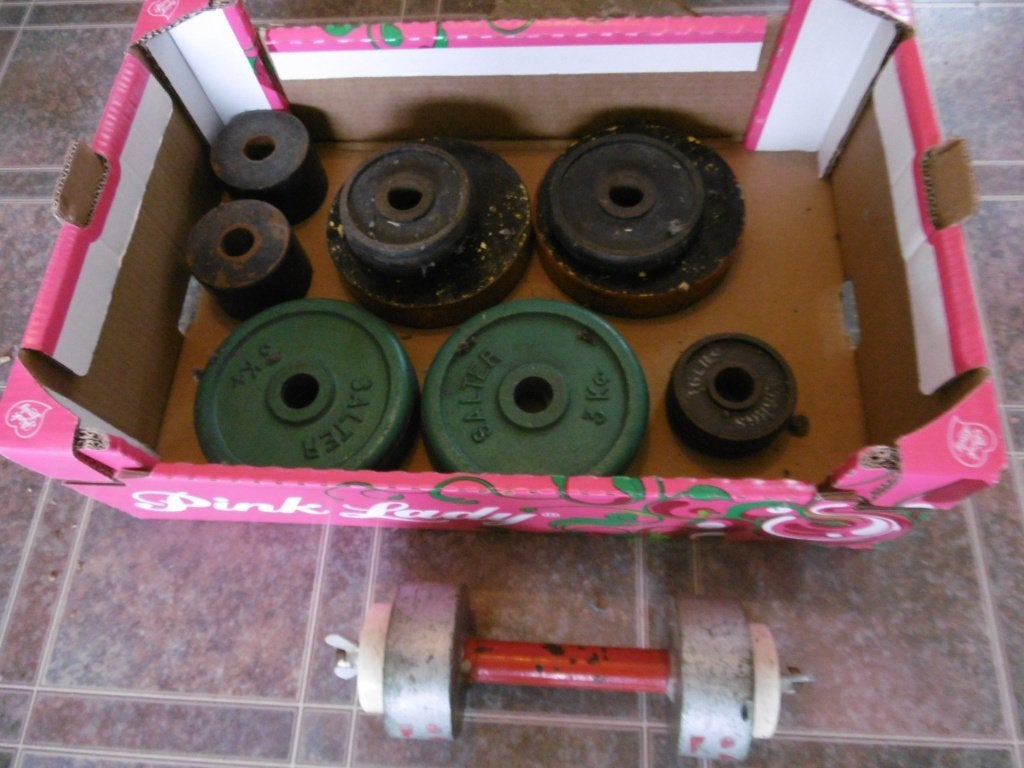 Halterschijven(+1halter), Sport en Fitness, Ophalen, Gebruikt, Halterschijven