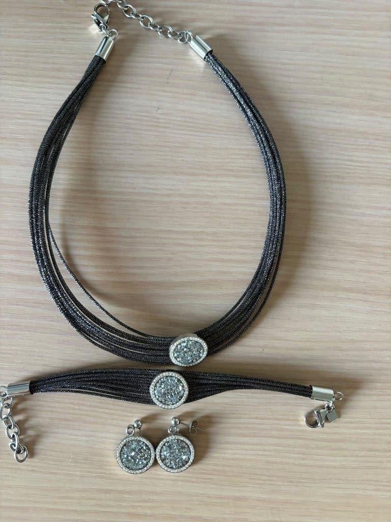 parure bijoux argent " victoria", Handtassen en Accessoires, Ophalen, Zo goed als nieuw, Zilver, Zilver