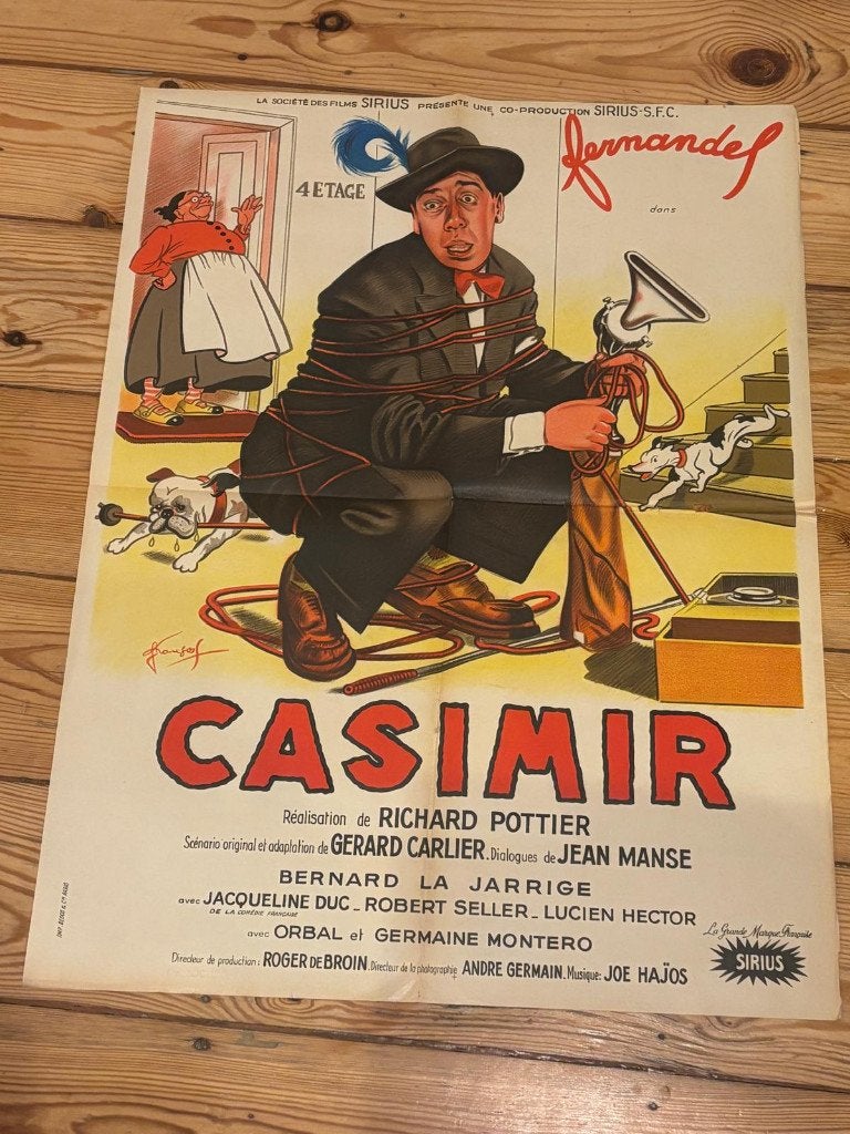 Affiche ancienne Fernandel Casimir, Enlèvement ou Envoi